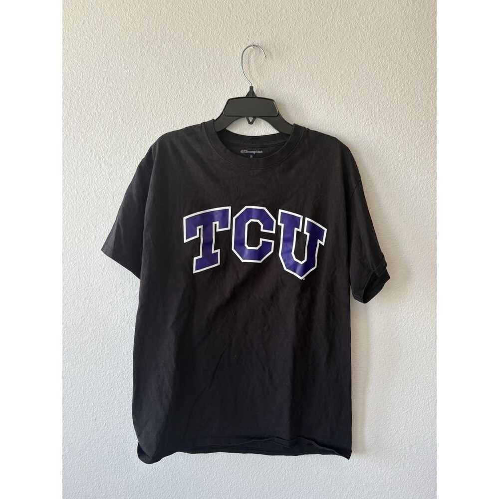 Champion TCU Texas Christian University Black T Shirt Size Medium